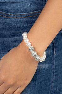 Breathtaking Ball - White Stretchy Bracelet