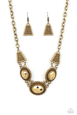 Textured TRAPEZOID - Brass Necklace