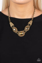 Load image into Gallery viewer, Textured TRAPEZOID - Brass Necklace