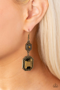 Starry-Eyed Sparkle - Brass Earrings