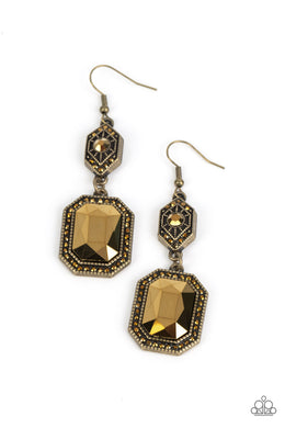 Starry-Eyed Sparkle - Brass Earrings