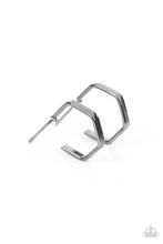 Load image into Gallery viewer, Haute Hexagons - Black Gunmetal Hoop Earrings