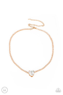 Flirty Fiancé - Gold Choker Necklace