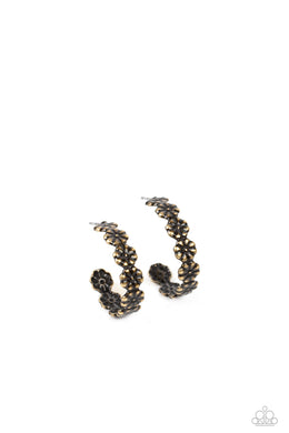 Floral Fad - Brass Hoop Earrings