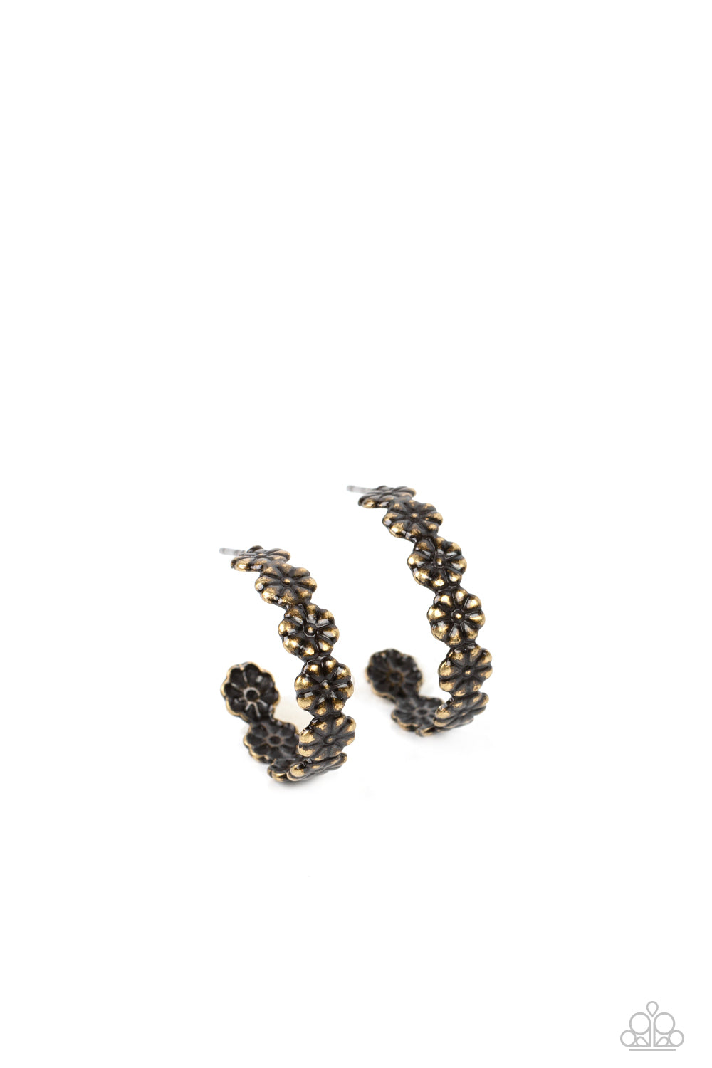 Floral Fad - Brass Hoop Earrings