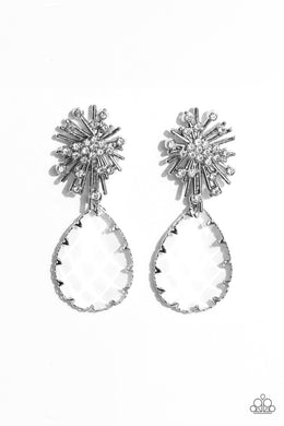 Stellar Shooting Star - White Post Earrings