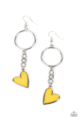 Dont Miss a HEARTBEAT - Yellow Earrings