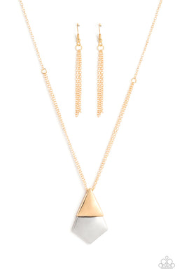Posh Pyramid - Gold Necklace