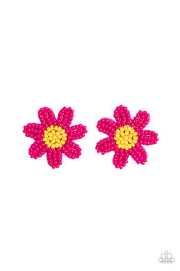 Sensational Seeds - Pink Post Earrings