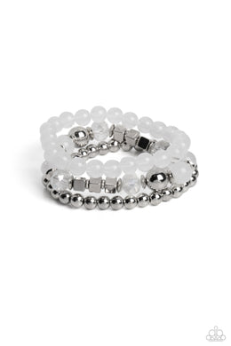 CUBE Your Enthusiasm - White Stretchy Bracelets