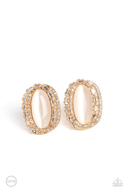Shimmery Statement - Gold Clip-On Earrings