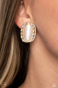 Shimmery Statement - Gold Clip-On Earrings