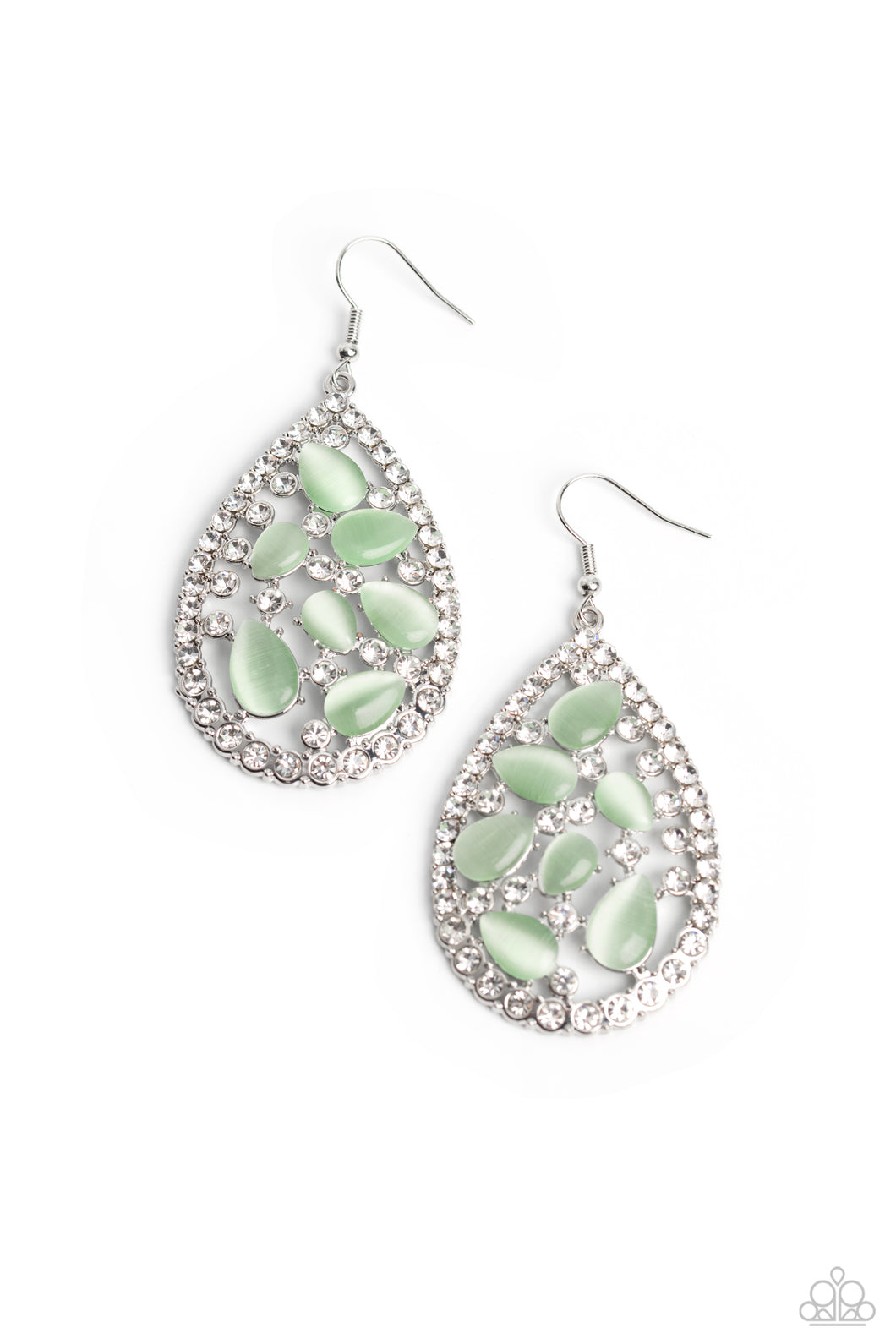 Cats Eye Class - Green Earrings