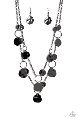 Hammered Horizons - Black Gunmetal Necklace