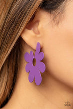 Load image into Gallery viewer, Flower Power Fantasy - Purple Hoop Earrings