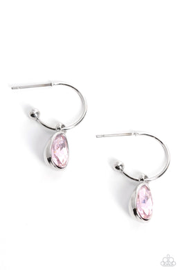 Teardrop Tassel - Pink Hoop Earrings