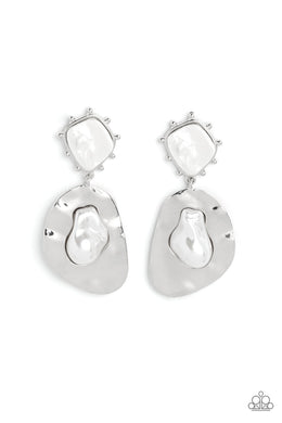 Rippling Rhapsody - White Post Earrings
