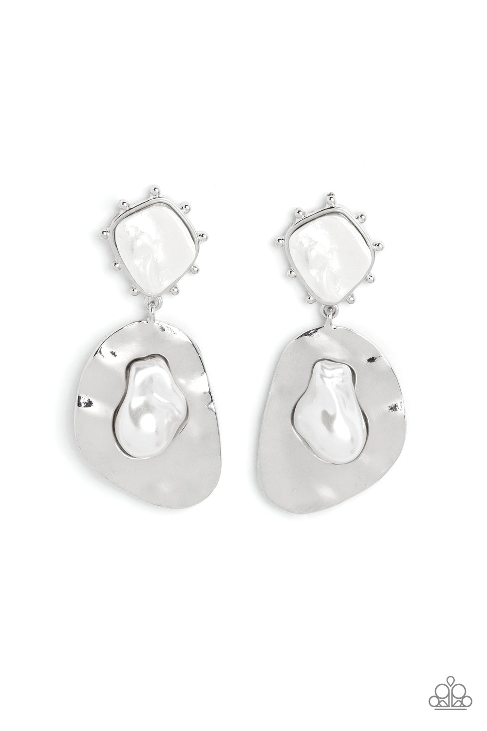 Rippling Rhapsody - White Post Earrings