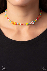 Flower Child Flair - Multicolor Choker Necklace