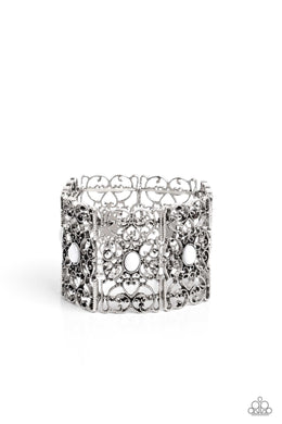Fairest Filigree - White Stretchy Bracelet