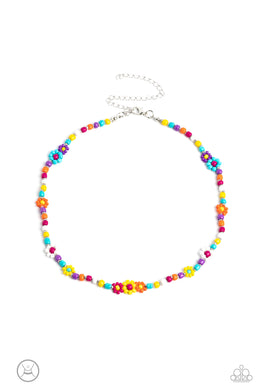 Flower Child Flair - Multicolor Choker Necklace