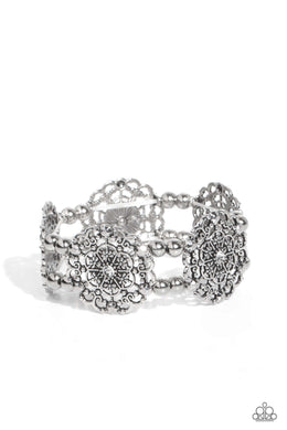 Ornamental Occasion - White Stretchy Bracelet