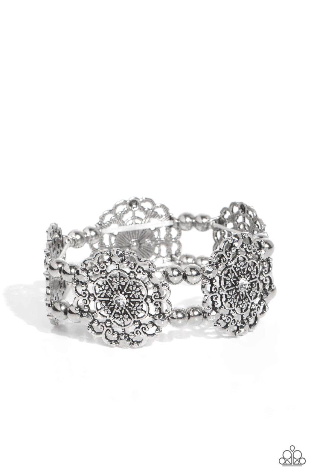 Ornamental Occasion - White Stretchy Bracelet