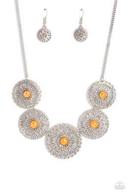 Chrysanthemum Craze - Orange Necklace