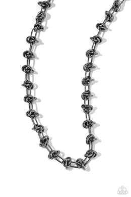 Knotted Kickoff - Black Gunmetal Necklace