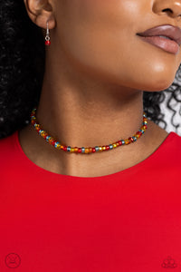 Colorfully GLASSY - Red Choker Necklace