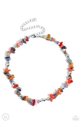 Carved Confidence - Multicolor Choker Necklace