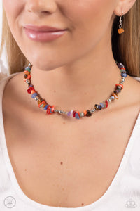 Carved Confidence - Multicolor Choker Necklace