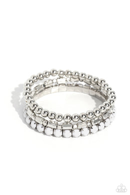 Monochromatic Maverick - White Stretchy Bracelets