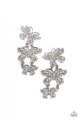 Fluttering Finale - White Earrings