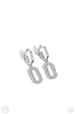 Linked Luxury - White Clip-On Earrings