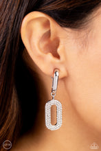 Load image into Gallery viewer, Linked Luxury - White Clip-On Earrings