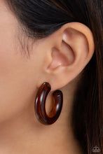 Load image into Gallery viewer, Glassy GAZE - Brown Hoop Earrings