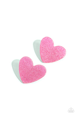 Sparkly Sweethearts - Pink Post Earrings