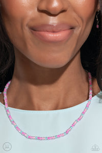 Colorfully GLASSY - Pink Choker Necklace