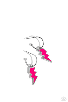 Lightning Limit - Pink Hoop Earrings