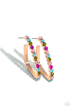 Load image into Gallery viewer, Triangular Tapestry - Rose Gold Hoop Earrings