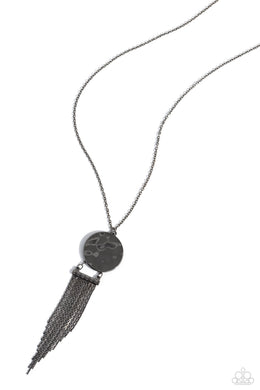 Tassel Tenure - Black Gunmetal Necklace
