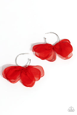 Chiffon Class - Red Hoop Earrings