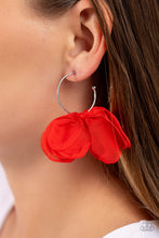 Load image into Gallery viewer, Chiffon Class - Red Hoop Earrings