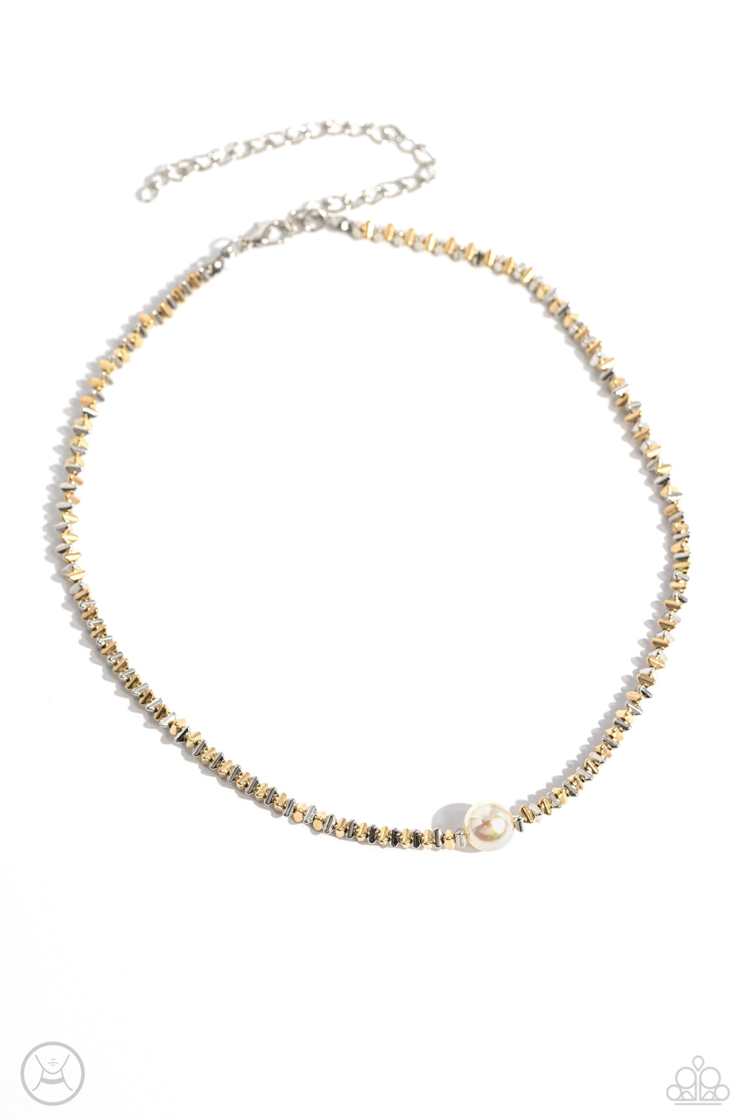 Tasteful Triangles - Multimetal Choker Necklace