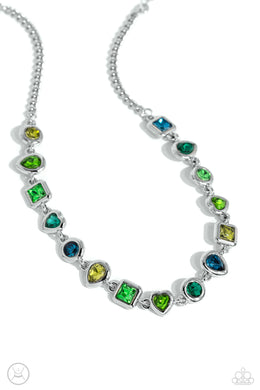 Abstract Admirer - Green Choker Necklace