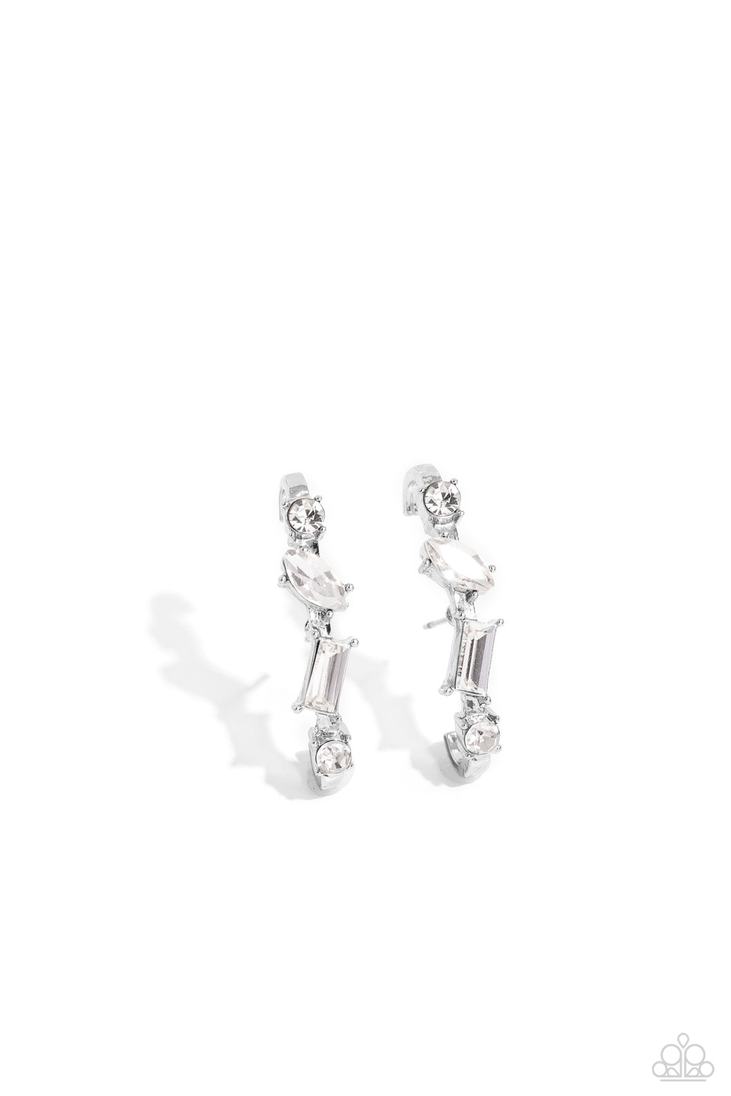 Sliding Shimmer - White Illusion Post Earrings