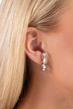 Load image into Gallery viewer, Sliding Shimmer - White Illusion Post Earrings