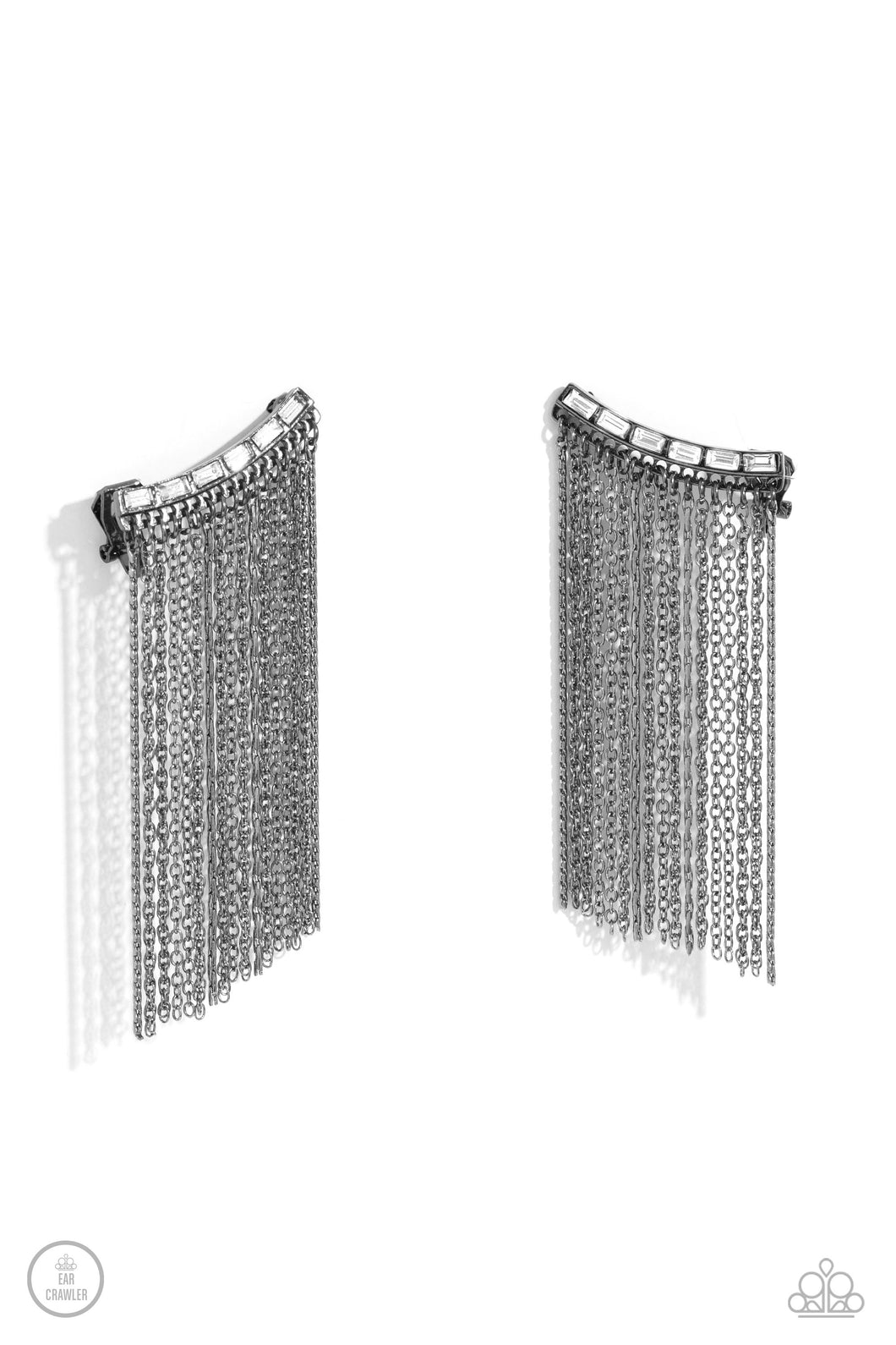 Feuding Fringe - Black Gunmetal Ear Crawler Earrings