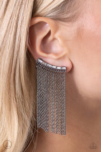 Feuding Fringe - Black (Gunmetal) Earrings